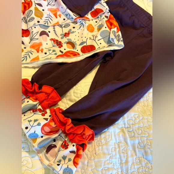 Girls 18 month Thanksgiving Boutique Ruffle Shirt and Pants Outfit Turkey NWOT - Picture 5 of 6